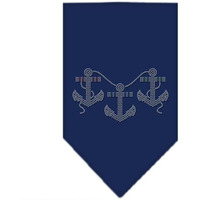 Mirage Pet Products Anchors Rhinestone Bandana Large Navy Blue