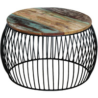 Vidaxl Coffee Table Round Solid Reclaimed Wood 26.8""X14.6""