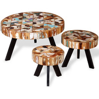 Vidaxl Three Piece Coffee Table Set Solid Reclaimed Wood