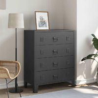 Vidaxl Chest Of Drawers Metal Industrial Style 30.7""X15.7""X36.6"" Black