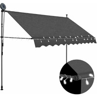 Vidaxl Manual Retractable Awning With Led 98.4"" Anthracite