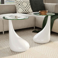 Vidaxl Coffee Tables 2 Pcs With Round Glass Top High Gloss White