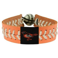 Baltimore Orioles Bracelet Team Color Baseball Peach Leather White Thread Co