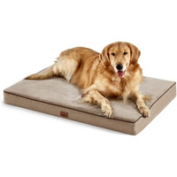 Bedsure Memory Foam Dog Bed For Extra Large Dogs - Orthopedic Waterproof Dog Bed For Crate With Removable Washable Cover And Nonskid Bottom - Plush Flannel Fleece Top Pet Bed, Khaki