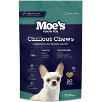Moe      S Hemp Calming Chews For Dogs - Helps Aid With Storms, Fireworks, Chewing, Barking, Travel, Stress, Anxiety & Separation Anxiety - Tryptophan + Chamomile - Made In The Usa - (Chicken)