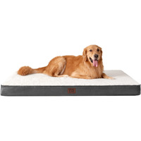 Eheyciga Large Dog Beds For Dogs, Washable Bed With Removable Cover Crate, Orthopedic Foam Pet Mat Mattress Cushions Beige