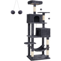 Feandrea Cat Tree, 75.2-Inch Cat Tower For Indoor Cats, Plush Multi-Level Cat Condo With 5 Scratching Posts, 2 Perches, 2 Caves, Hammock, 2 Pompoms, Smoky Gray Upct191G01