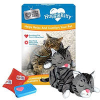 Pets Know Best Huggiekitty Cuddly Cat Toy, Soothing Sound & Warmth Help Relax & Comfort Your Pet- Purr & Heartbeat, Heating Pack- Grey