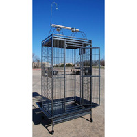 Large Double Ladders Open Play Top Wrought Iron Bird Parrot Parakeet Finch Macaw Cockatoo Cage, Include Seed Guard And Toy Hook (30.5''L X 29.5''W X 65''H, Black Vein)