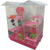 Large Multi-Level Twin Tower With Crossing Level Tube Syrian Hamster Habitat Rodent Gerbil Mouse Mice Rat Wire Animal Critters Cage (21 X 14 X 23 H Inches, Pink)