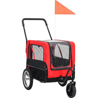 Vidaxl 2-In-1 Pet Bike Trailer & Jogging Stroller Red And Black