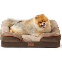 Bedsure Small Orthopedic Dog Bed - Washable Bolster Dog Sofa Beds For Small Dogs, Supportive Foam Pet Couch Bed With Removable Washable Cover, Waterproof Lining And Nonskid Bottom Couch, Brown
