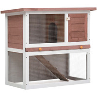 Vidaxl Outdoor Rabbit Hutch 1 Door Brown Wood