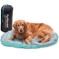Furhaven Trail Pup Travel Dog Bed Pillow Mat W Stuff Sack - Aquagranite Gray Large