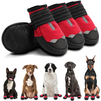 Dog Shoes For Small Dogs, Medium Dog Boots & Paw Protectors For Hot Pavement, Reflective Waterproof Dog Shoes, Outdoor Walking Dog Booties Indoor Hardfloors Anti Slip Sole Boots 4Pcs Red Size 3
