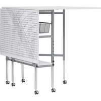 Sew Ready Foldable Hobby And Cutting Grid Table - 5875 W X 365 D White Arts And Crafts Table With Grid Top And Silver Storage Drawers