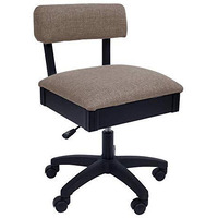 Arrow Sewing H8140 Adjustable Height Hydraulic Sewing And Craft Chair With Under Seat Storage And Solid Fabric, Princess Hazel Tan Fabric