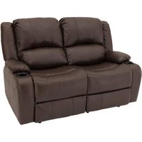 Recpro Charles 58 Powered Double Rv Wall Hugger Recliner Sofa Rv Loveseat (Chestnut)