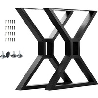 Yahpetes Table Legs 2 Pcs Metal Furniture Legs 28 X24 Black Cast Iron Bench Legs Heavy Duty Industrial Dining Table Legs Coffee Table Legs (B)