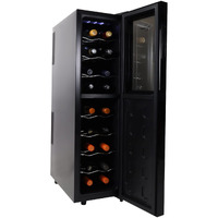 Koolatron 18 Bottle Slim Dual Zone Wine Cooler, Black Thermoelectric Wine Fridge, 1.9 Cu. Ft (53L) Freestanding Wine Cellar, Red, White, Sparkling Wine Storage For Home Bar, Kitchen, Apartment, Condo