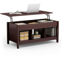Dortala Lift Top Coffee Table, Wood Cocktail Table Whidden Compartment & Lower Storage Shelves, Wood Laptop Table, Lift Tabletop Home Furniture For Living Room, Guest Room, Office, Espresso