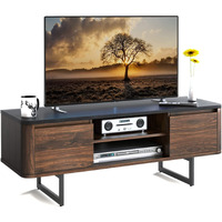 Medimall 2-Door Tv Stand For 55 Inch Tv, Media Console Table With 3-Level Adjustable Shelf & Cable Hole, Vintage Entertainment Center, Tv Cabinet For Living Room, Bedroom & Study, Brown