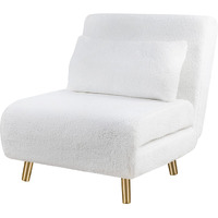 Gia Tri-Fold Convertible Polyester Sofa Bed Chair With Removable Pillow And Legs, Set Of 1, Arctic White