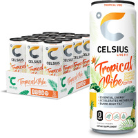 Celsius Sparkling Tropical Vibe Functional Essential Energy Drink 12 Fl Oz (Pack Of 12)