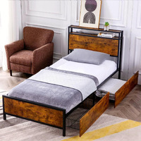 Gazhome Twin Xl Bed Frame With 2 Xl Storage Drawers, Platform Bed Frame With 2-Tier Headboard, Strong Metal Slat Supportno Box Spring Neededeasy Assemblyspace Saving