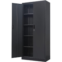 Metal Storage Cabinets With Locking Doors And Adjustable Shelves, Steel Storage Cabinet For Garage, Office, Classroom - Black