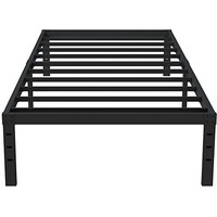 Upcanso 16 Inch Twin Bed Frames No Box Spring Need, Metal Platform Bed Frame Twin Size Heavy Duty Mattress Foundation With 14 Inch Storage, Eassy Assembly 2,500 Lbs Steel Slats Support, Black
