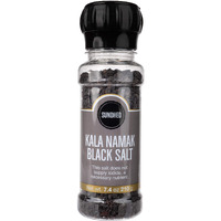 Sundhed Himalayan Black Rock Salt Kala Namak (Course) In Grinder  210 Grams (7.40 Oz)  Natural Vegan Seasoning