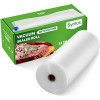 Syntus 11"" X 150' Food Vacuum Seal Roll Keeper With Cutter Dispenser, Commercial Grade Vacuum Sealer Bag Rolls, Food Vac Bags, Ideal For Storage, Meal Prep And Sous Vide