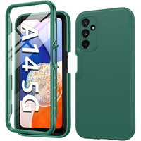 Fntcase For Samsung Galaxy A14 5G Case: Shockproof Silicone Protective Phone Case With Built-In Screen Protector - Slim Dual Layer Rugged Durable Drop Proof Tpu Protection Cover (Pine Green)