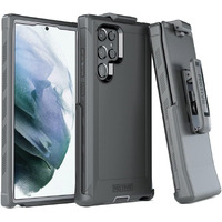 Motive Samsung Galaxy S22 Ultra Heavy Duty Holster Case With Belt Clip | Military Grade Quad-Layer Rugged Phone Case - Black | Designed In New York - Bunker Series