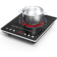 Electric Cooktop 110V,Single Burner Electric Stove Infrared Cooktop Hot Plate 1800W,4-Hour Setting,Black Crystal Glass Surface Compatible For All Cookware