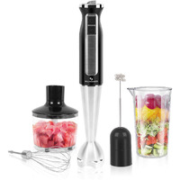Soltronics 5-In-1 Hand Blender, 5-In-1, 8-Speed 500 Watts Stick Blender With 860Ml Food Grinder, 600Ml Container, Milk Frother, Egg Whisk For Puree Infant Food, Smoothies, Sauces And Soups, Black