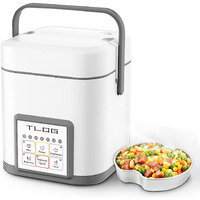 Tlog Mini Rice Cooker 2.5 Cups Uncooked, Healthy Ceramic Coating Portable Cooker, 1.2L Travel Small For 1-3 People, Personal Maker, Food Steamer, 12 Hours Delay Timer, Multi-Cooker Grains, Oats