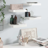 Vidaxl Floating Wall Shelves 4 Pcs High Gloss White 9.1""X9.3""X1.5"" Mdf