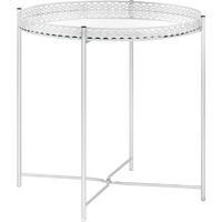 Vidaxl Side Table Silver 15.7""X15.7""X16.1"" Glass