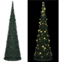 Vidaxl Pop-Up String Artificial Christmas Tree With Led Green 5 Ft