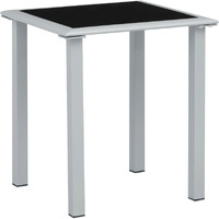 Vidaxl Patio Table Black And Silver 16.1""X16.1""X17.7"" Steel And Glass