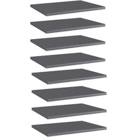 Vidaxl Bookshelf Boards 8 Pcs High Gloss Gray 15.7""X11.8""X0.6"" Engineered Wood