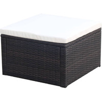 Vidaxl Footstool Ottoman Poly Rattan 21""X21""X11.8"" Brown