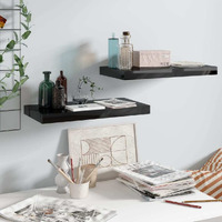 Vidaxl Floating Wall Shelves 2 Pcs High Gloss Black 19.7""X9.1""X1.5"" Mdf