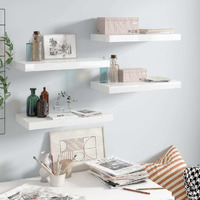 Vidaxl Floating Wall Shelves 4 Pcs High Gloss White 19.7""X9.1""X1.5"" Mdf