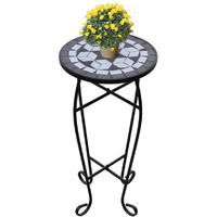 Vidaxl Mosaic Side Table Plant Table Black White