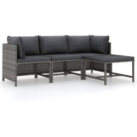 Vidaxl 4 Piece Patio Lounge Set With Cushions Poly Rattan Gray