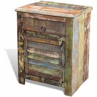 Vidaxl End Table With 1 Drawer 1 Door Reclaimed Wood