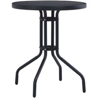 Vidaxl Patio Table Black 23.6"" Steel And Glass